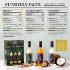 Nutrition facts for Orgeat, Passion Fruit and Coconut cocktail syrups