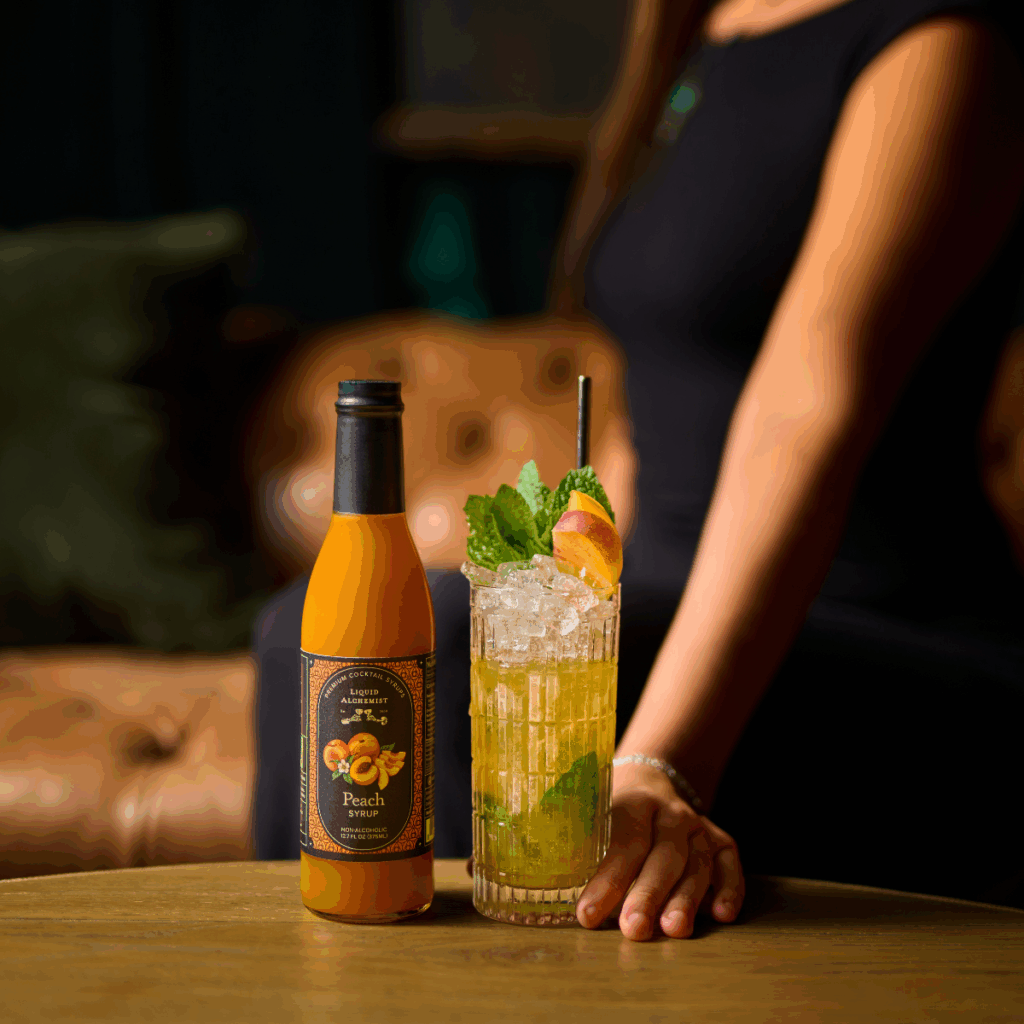 Peach-cocktail-syrup-made-with-peach-puree